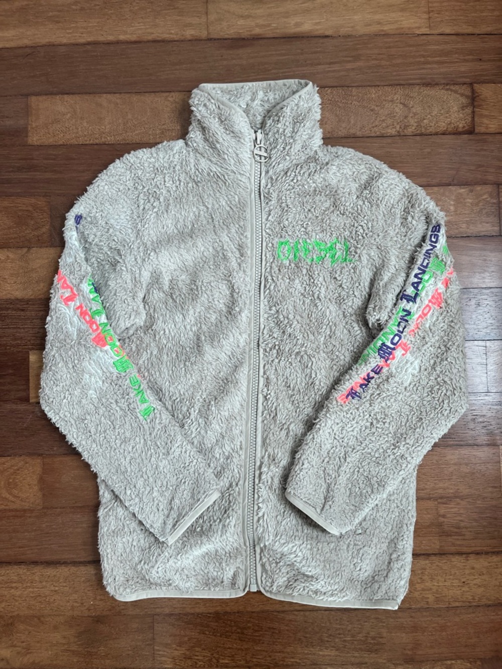 Vintage DIESEL 19AW/S-Furry Embroidered Sherpa Fleece Jacket Women